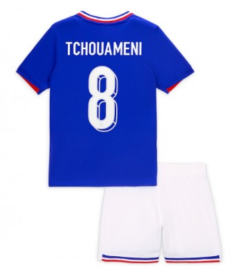 Francia Aurelien Tchouameni #8 Primera Equipación Niños Eurocopa 2024 Manga Corta (+ Pantalones cortos)